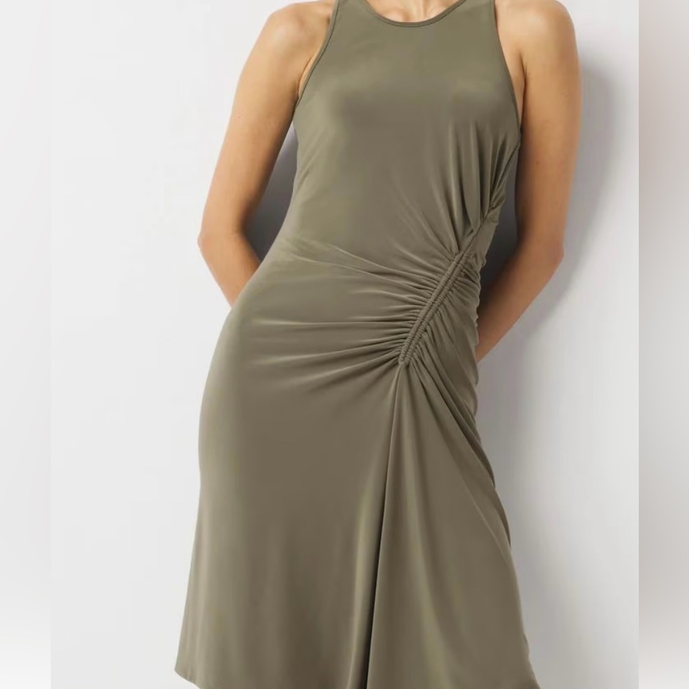 White House Black Market Olive Asymmetric Dress